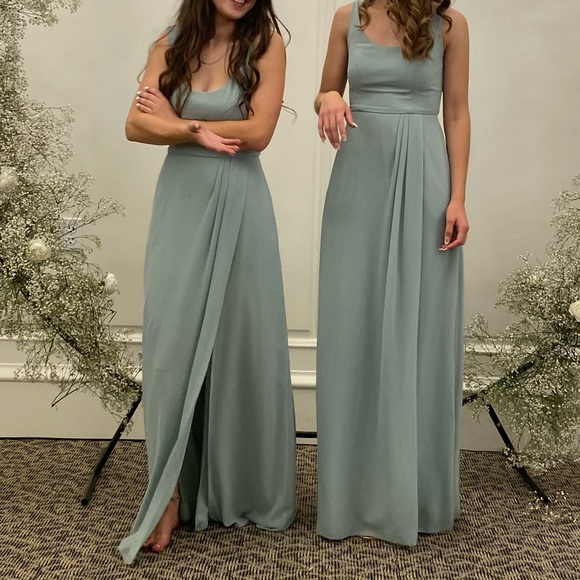 Chiffon tank scoop neck bridesmaid dress David’s bridal xs - Picture 4 of 4